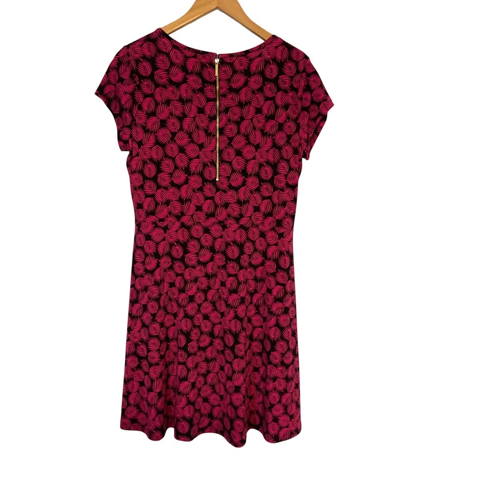 Michael Kors Pink Black Palm Leaf Print Fit & Flare Dress Scoop Neck - Picture 5 of 8